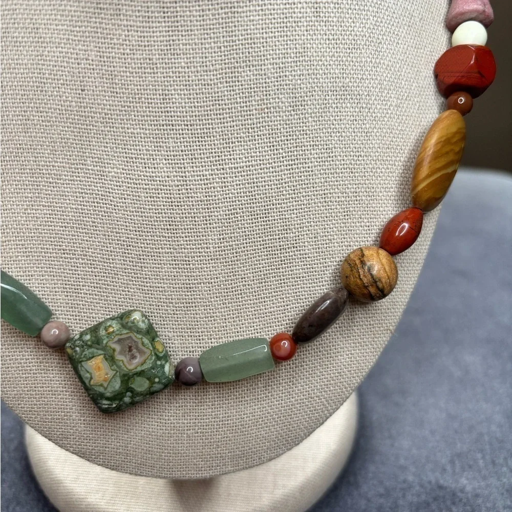 Rare Jay King DTR Desert Rose Trading Multi-Gemstone Necklace Signed Sterling